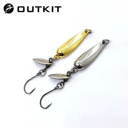 OUTKIT, 1 Uds., cuchara giratoria, cebo de Metal, Micro señuelo de pesca, lentejuelas pequeñas, cebos de tiro largo de cobre para lubina, trucha, perca, Lucio giratorio