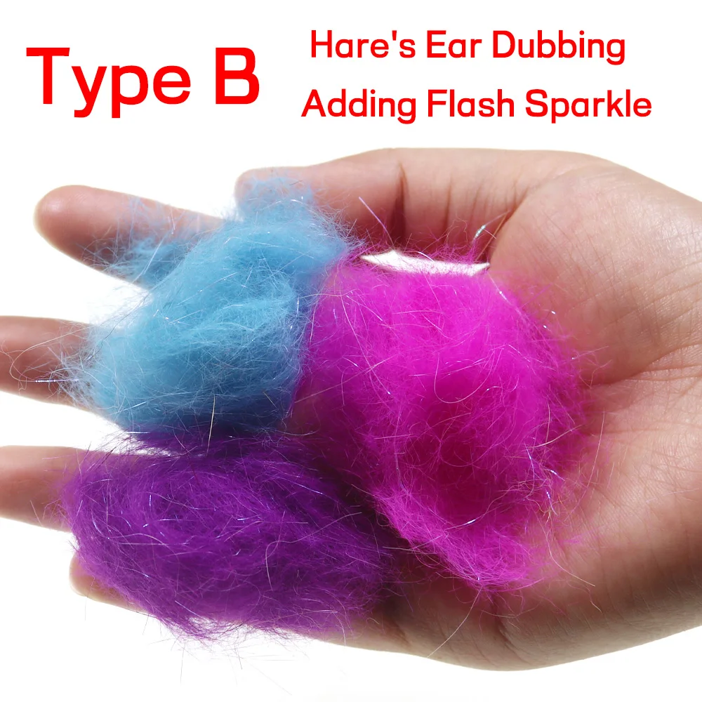 Bimoo, 1 bolsa, 3g, atado de moscas, fibra de pelo de liebre, matériau de doblaje de ala de hielo, pelo de conejo brillante Flash - imagen 4