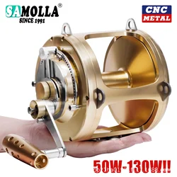 Tambor fundido en caliente, carrete de Jigging de Metal, carrete de atún, pez vela, 60kg, mano derecha, carrete de pescado gigante de aguas profundas, rueda de pesca, carrete de mar curricán