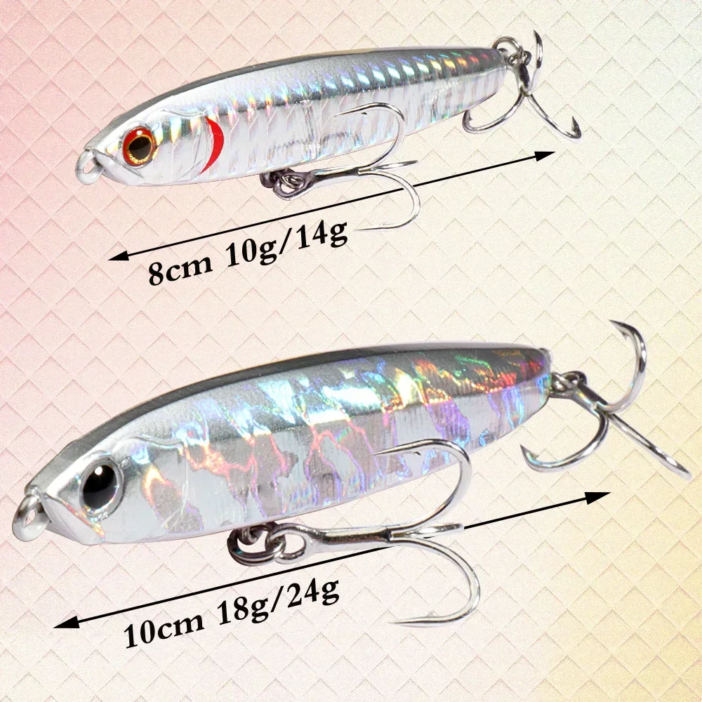 GOBAIT-cebo tipo lápiz que se hunde, 10g, 14g, 18g, 24g, pececillo, 8cm, 10cm, anzuelo de Pesca, plantilla de Metal, Wobbler Plopper, equipo de fundición, Popper, señuelo de Pesca - imagen 2