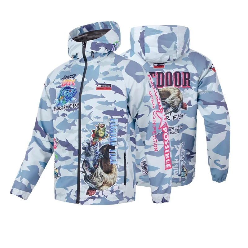 Chaqueta Soft Shell impermeable para pesca nocturna con forro polar