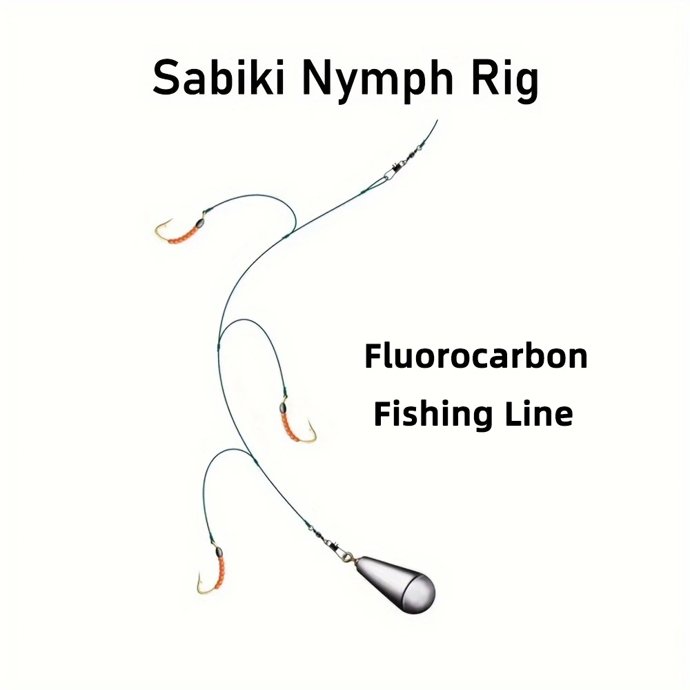 [2 paquetes] 4 Braches Sabiki Nymph Rig Bait Fish Catch Rigs con plomo y tablero de espuma EVA # 10 # 12 # 14 bacalao / pesca de merlán - imagen 2