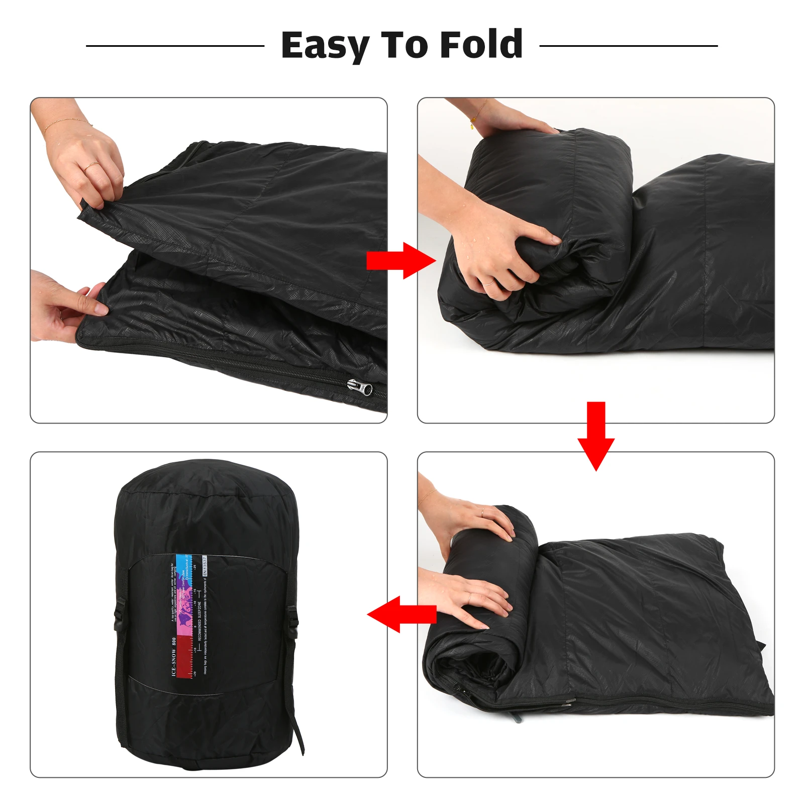 Saco de dormir ligero de plumón de ganso blanco, 210x80cm, con bolsa de almacenamiento para mochilero, Camping, senderismo, Viajes - imagen 4