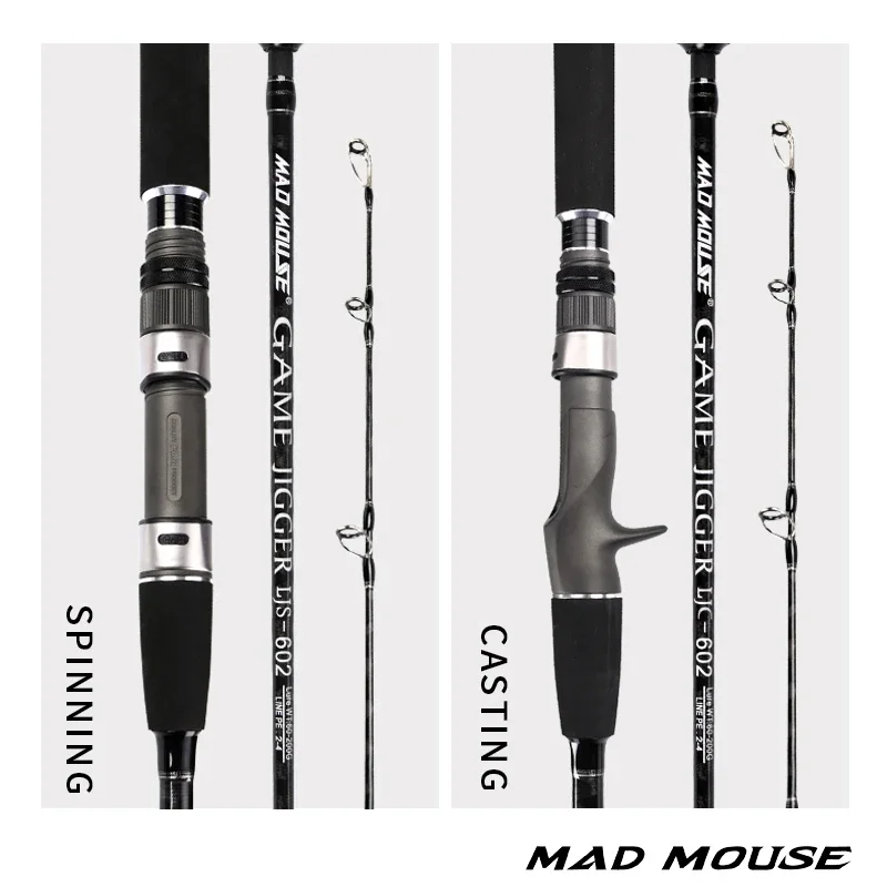 MADMOUSE piezas completas Fuji caña de pescar 1,8 M JIG 60-200G 20kgs ultraligera de alto carbono océano barco caña de pescar Slatwater - imagen 2