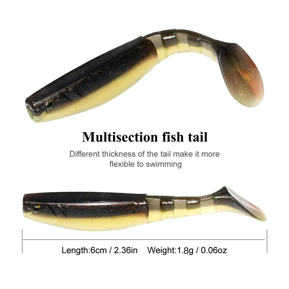 Nuevos Señuelos de Pesca 20 piezas 1,8g 6cm señuelo suave Wobblers para curricán cebo falso Artificial de silicona cebos de goma productos de pesca de mar - imagen 5