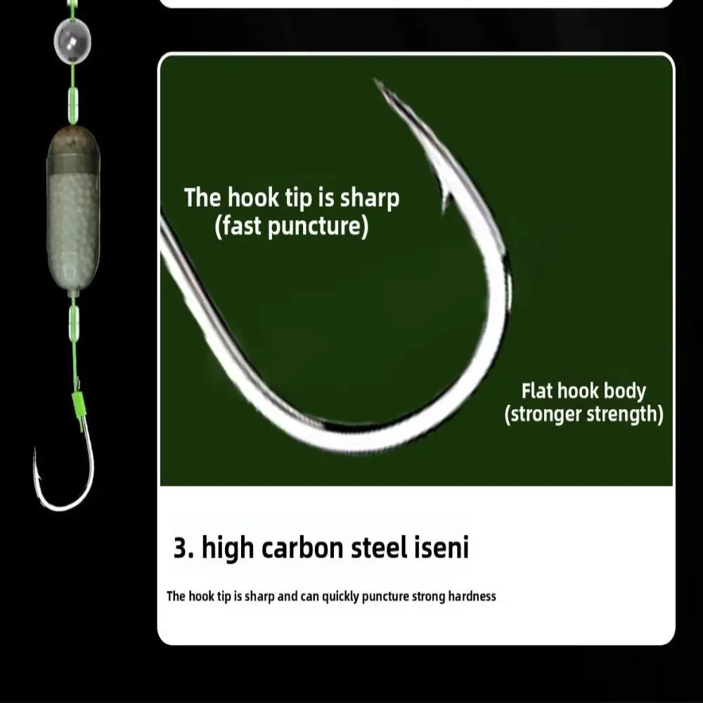 2 anzuelos de pesca para el cabello, anzuelo Iseni, suspensión, anzuelo de pesca de carpa, listo para usar, antideslizante, aparejos de pesca para carpa - imagen 4