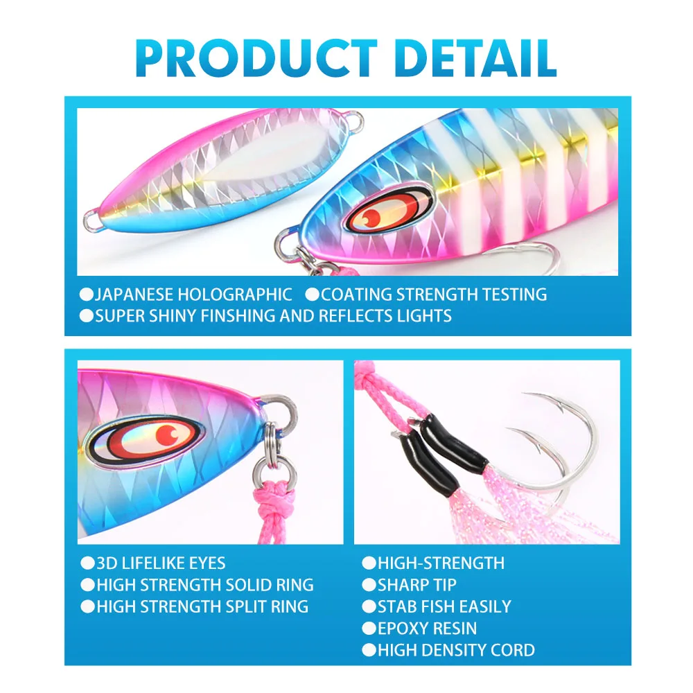 FSTK-cuchara de Jigging, plantilla de paso lento, señuelo de pesca de mar, 15 30 40 60G, plantilla fundida, aparejos de pesca artificiales para agua salada - imagen 5