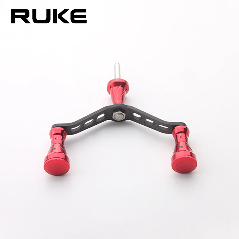 Ruke mango de pesca de fibra de carbono con perilla de aleación, eje de 6 ángulos para carrete tipo D, accesorio de pesca DIY, mango doble, 1 unidad - imagen 3
