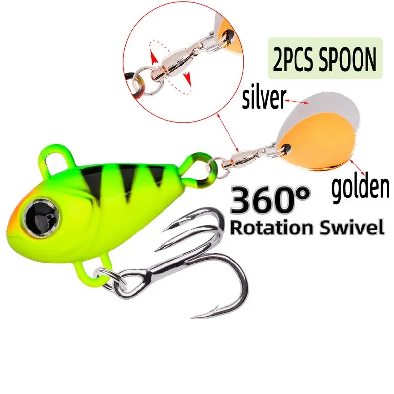 5 unids/caja de señuelos de cuchara de Metal con cucharas brillantes duales, señuelo de pesca de agua dulce y salada, señuelo vibratorio, equipo de pesca duradero - imagen 2