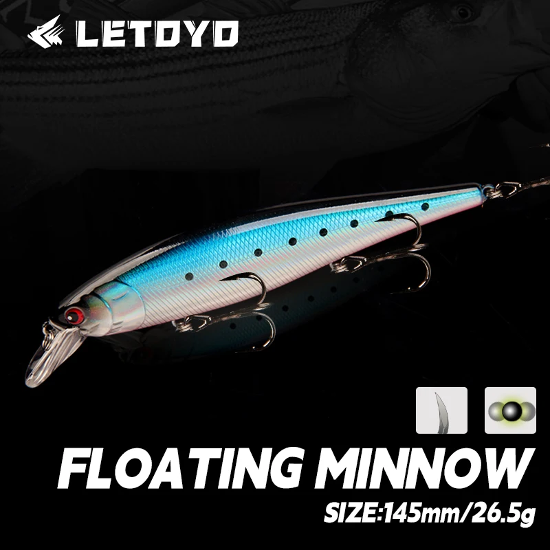 LETOYO 145mm 26,5g pececillo flotante wobbler señuelo de pesca de agua salada jerkbait minnow señuelo cebo duro Señuelos de pesca de mar para lubina