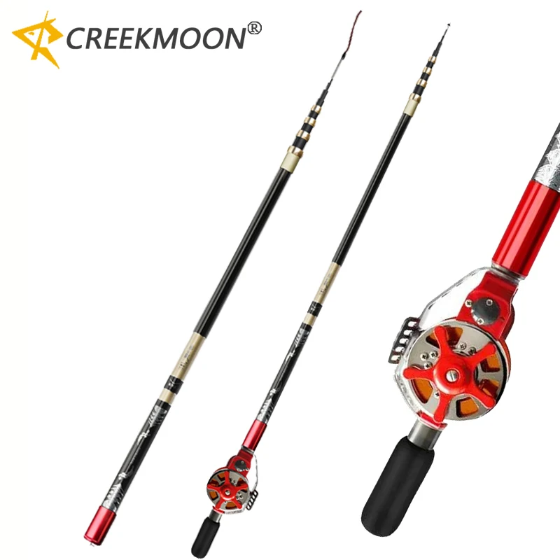 Caña de pescar con carrete hueco, caña de pescar telescópica de fibra de carbono de doble uso, cañas de corriente superdura, caña de mano 4,5/5,4/6,3/7,2/8,1/9M
