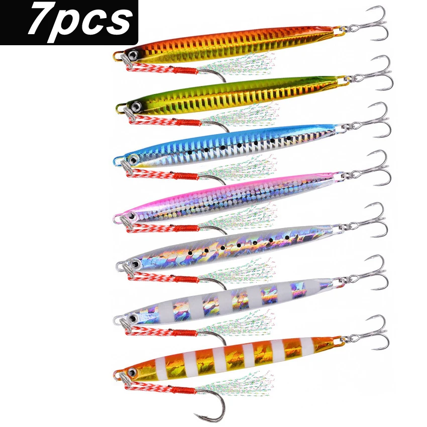 7 Uds. Plantillas de fundición de Metal SSZ súper delgadas 60G 40G 30G 20G 10G Shore Drag Cast Jigging cuchara señuelo de pesca de mar aparejos de cebo Artificial