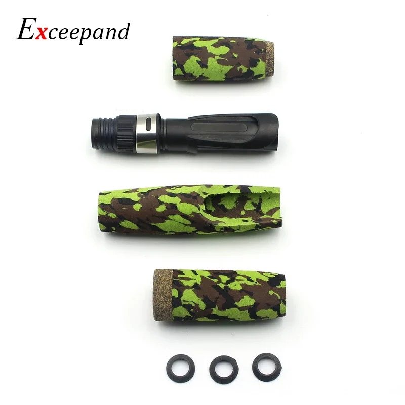 Exceepand-mango de caña de pescar giratoria de camuflaje EVA, asiento de carrete tipo IPS, agarre de reparación de varilla DIY, 1 Juego - imagen 5