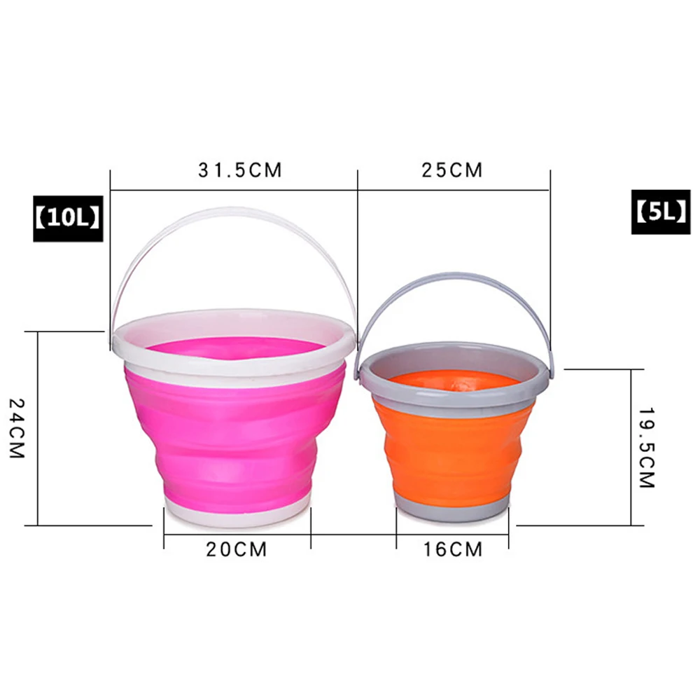 Cubo de pesca portátil para peces vivos, lavabo plegable de silicona para lavar el coche, Cubo de viaje al aire libre para niños, almacenamiento para el hogar - imagen 4