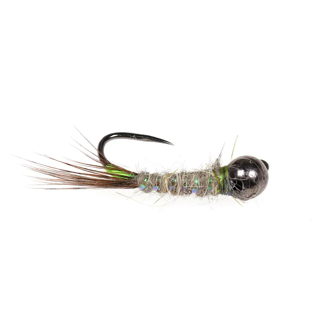 Bimoo, 6 uds., cabeza de cuentas de tungsteno UV, cola de faisán, plantilla sin púas, mosca de ninfa, hundimiento rápido, ninfa europea, mosca, trucha, señuelo de pesca - imagen 5