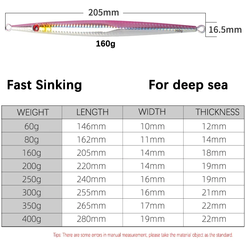 Jig metálico luminoso – Caída lenta y hundimiento rápido para mar - imagen 3