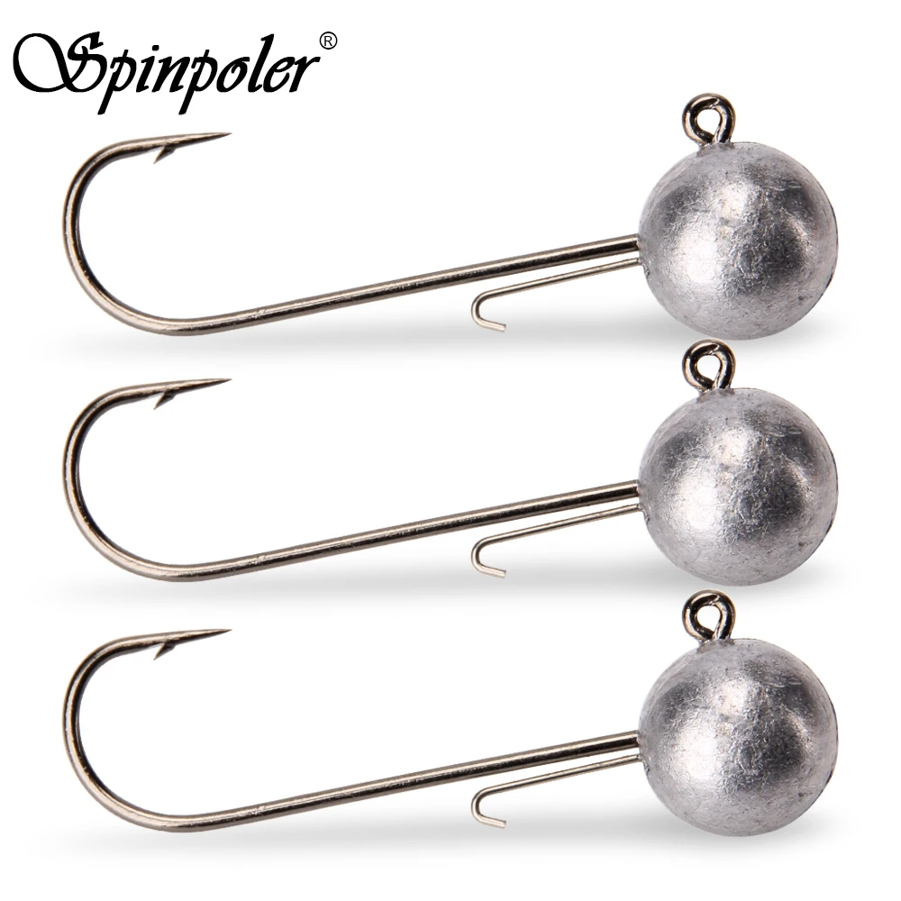 Spinpoler Jig Heads anzuelo de pesca bola redonda de vástago largo 5g 7g 10g 14g acero rico en carbono para señuelo suave accesorios de gusano 4 unids/pack - imagen 2