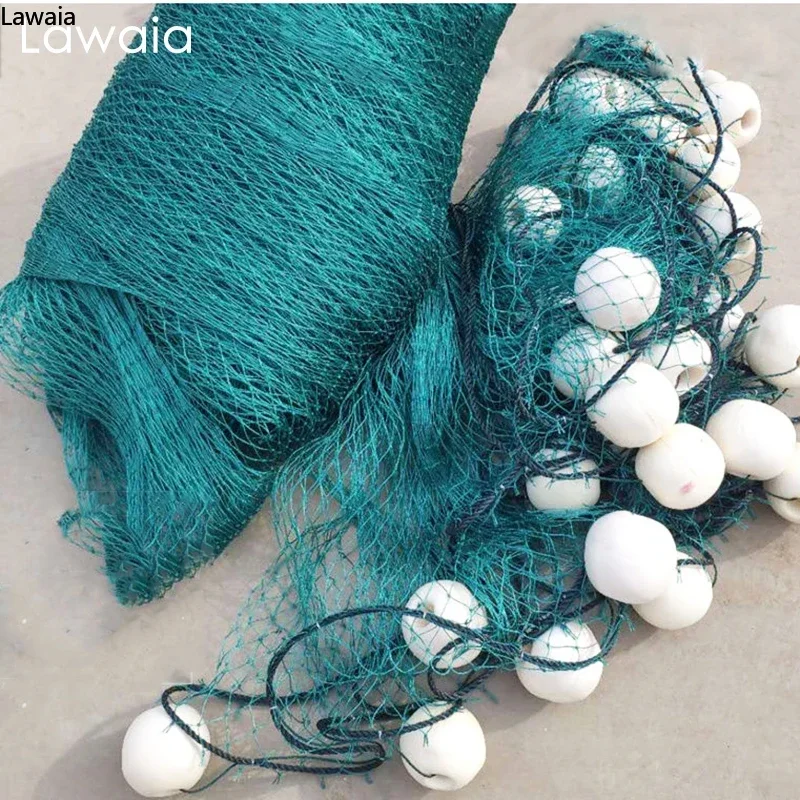 Lawaia-red de pesca multifilamento verde con plomo de hierro, flotadores de espuma, estanques de peces, arrastre, 5m, 10m, 15m, red de barandilla - imagen 3