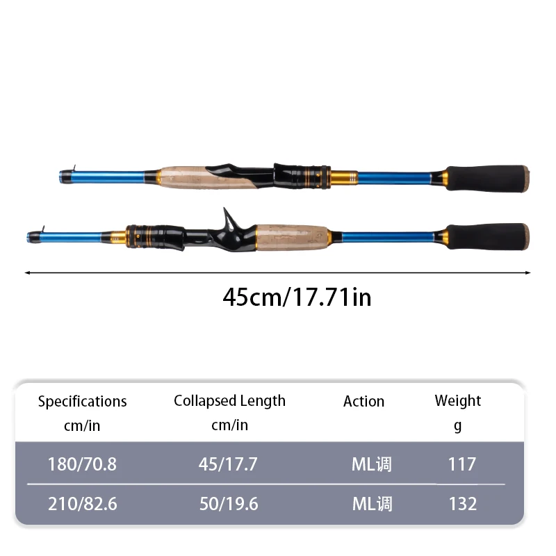 DEUKIO-señuelo giratorio de viaje, 1,8 m/2,1 m, 4/5 secciones, peso del señuelo, 4-25g ML, acción para pesca de carpa y lubina, nuevo - imagen 2