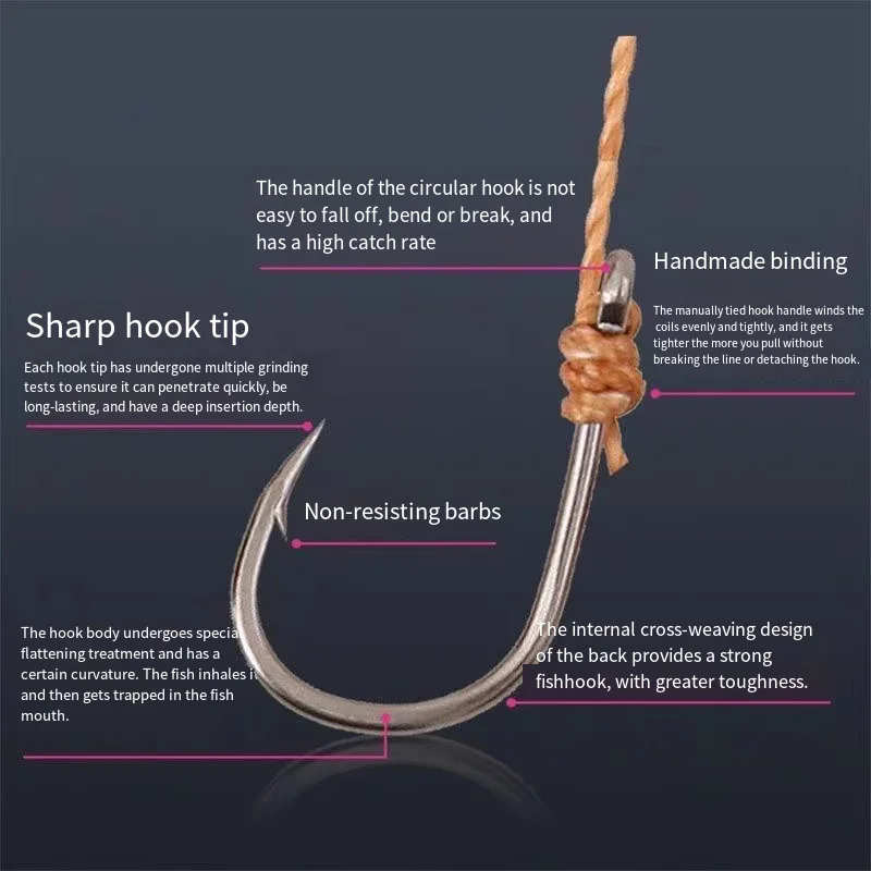 5 anzuelos de Pesca de acero rico en carbono con 5 anzuelos pequeños, aparejos giratorios, Señuelos de Pesca, anzuelos de cuerda 5 # -13 # - imagen 2