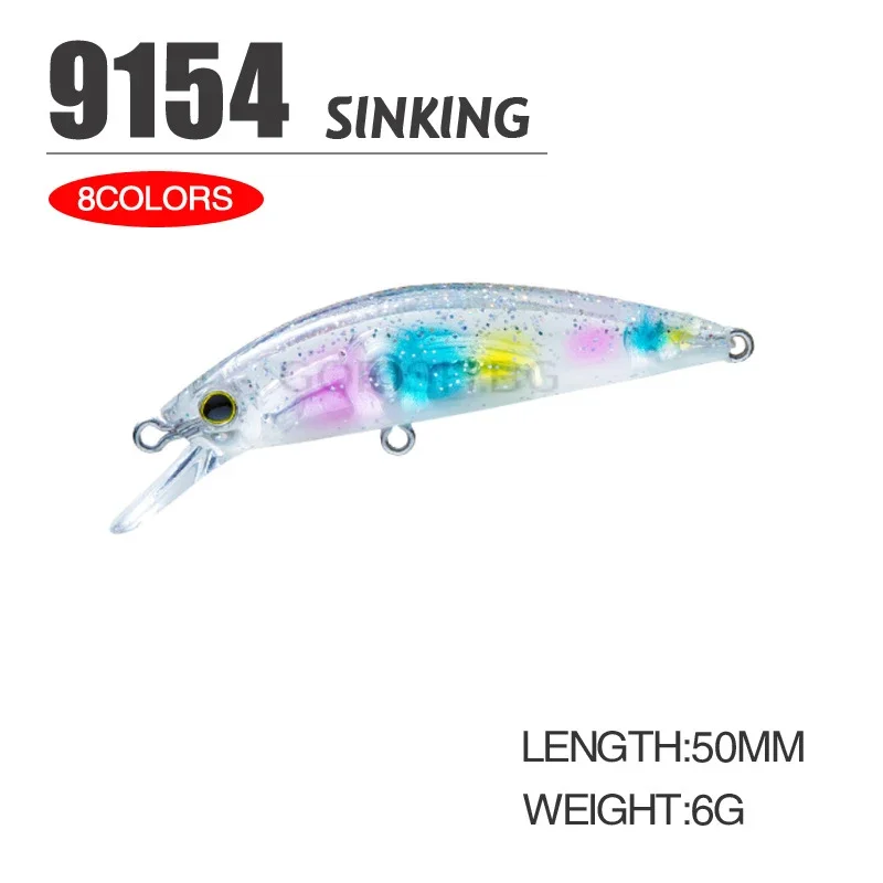 Minnow Señuelos de Pesca de 5cm y 6g, señuelo de buceo profundo, Swimbait, Crankbait, Whopper Sink Bass Bait, aparejos de Pesca japoneses, nuevo - imagen 3