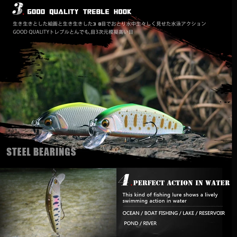Mini señuelos de pececillo que se hunden, Wobblers de cebo duro Artificial para lubina, Jerkbait de agua salada, Swimbait, aparejos de pesca, 44mm, 3,5g - imagen 5