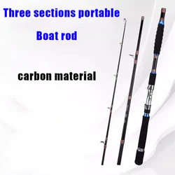 Caña de pescar portátil de 2,1 M y 2,4 M, para viajes, Surf, agua salada, caña giratoria de carbono de 3 piezas, 30-50lb, caña de pescar para Jigging y Trolling para barco