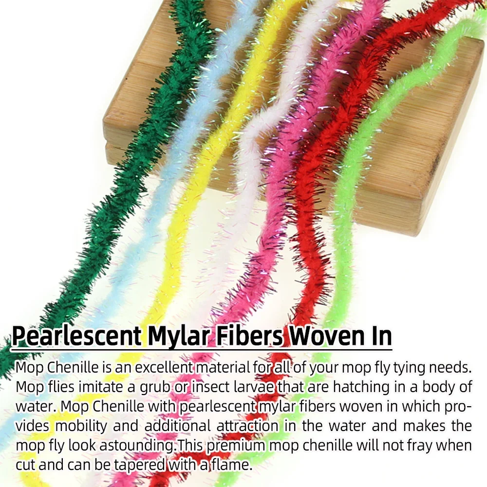 Wifreo, 2 paquetes de fregona para atar moscas, chenilla, fibra de Mylar nacarada para atar fregona, mosca, mosca de piedra emergente, Caddis, ninfas, Glo, insecto, mosca de huevo - imagen 3