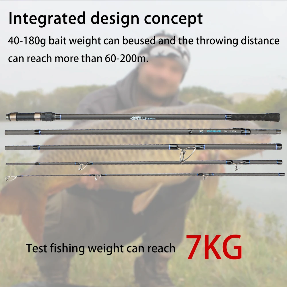 Caña de pescar de carpa ROLLFISH, 3,6/3,9/4,2 m, 4/5/6 secciones, lanzamiento de viaje de fibra de carbono, caña de lanzamiento larga giratoria de 60-200m - imagen 3