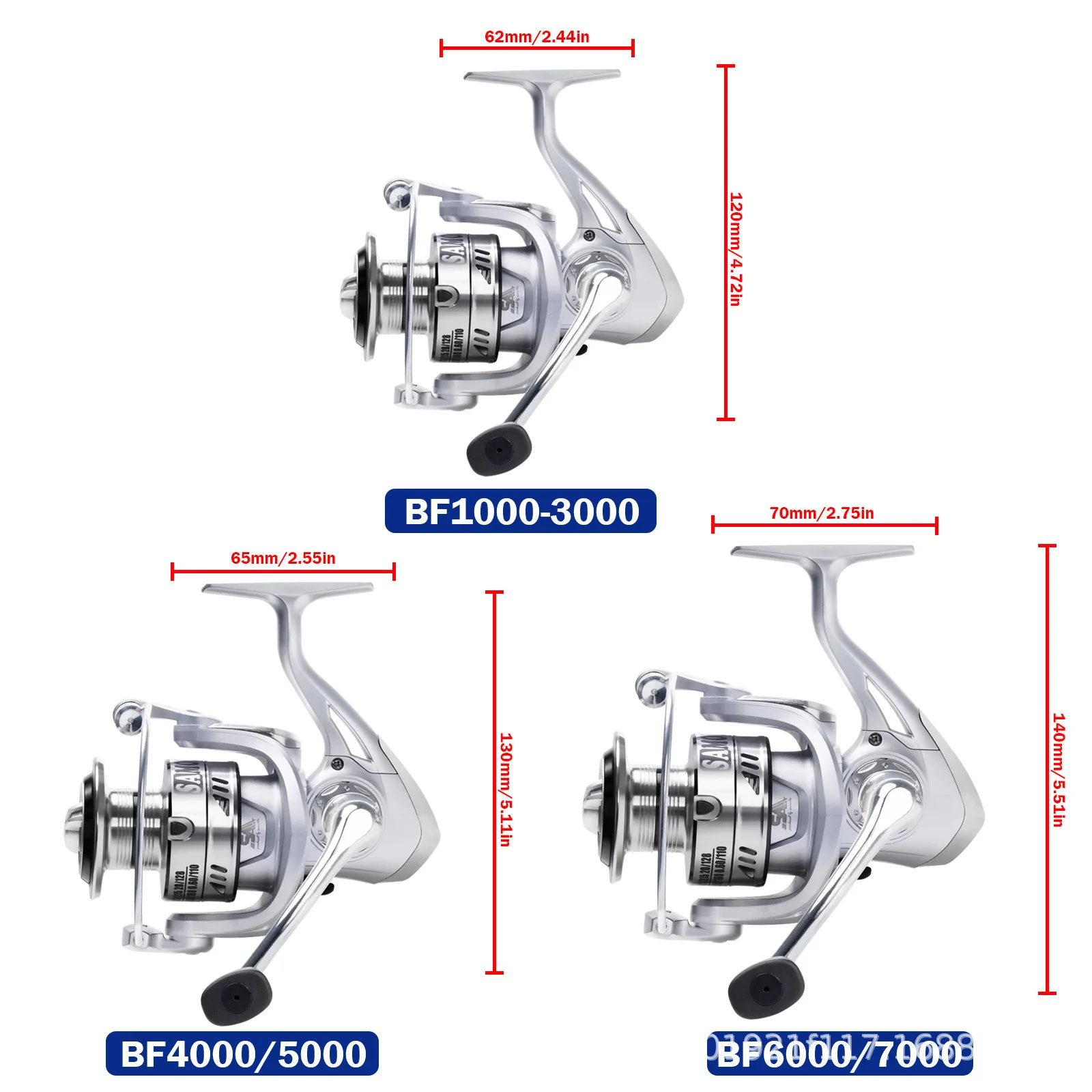 Carrete giratorio SAMOLLA, arrastre máximo de 12kg, 6 + 1, rodamientos de bolas, relación de engranaje 5,2: 1, carrete de pesca de agua salada para perca, carrete de Metal 1000-7000 - imagen 3