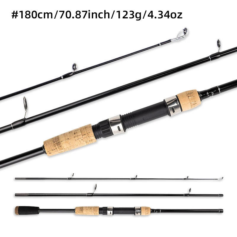 Caña de pescar con señuelo potente ultraligera de 1,8 m y 2,1 m, 1 pieza, 3 secciones, caña de pescar giratoria, equipada con juego de sedal - imagen 5