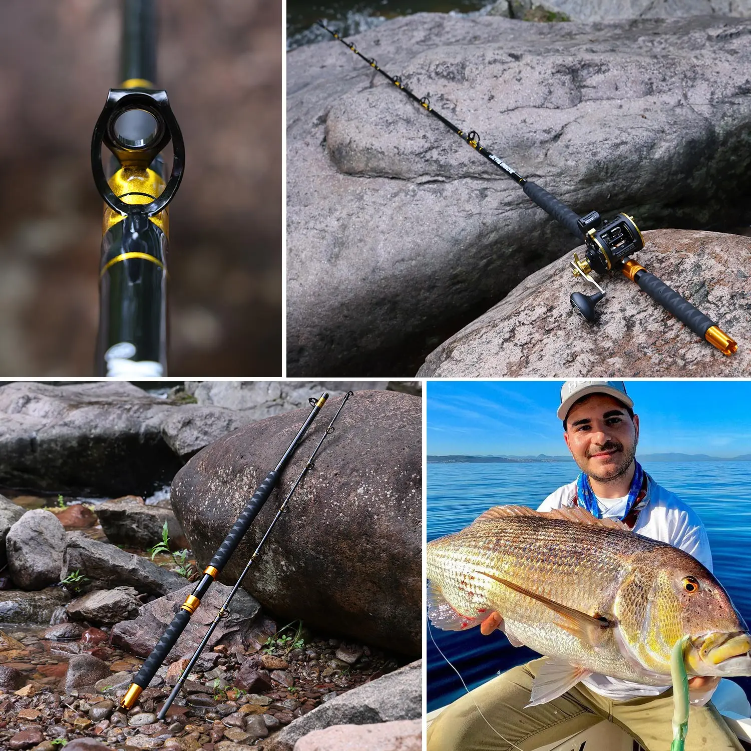 Sougayilang, 2 secciones, 1,8 m, caña de pescar Jigging, caña de pescar de mar, caña de pescar pesada, arrastre máximo, 20Kg, agua salada convencional - imagen 5