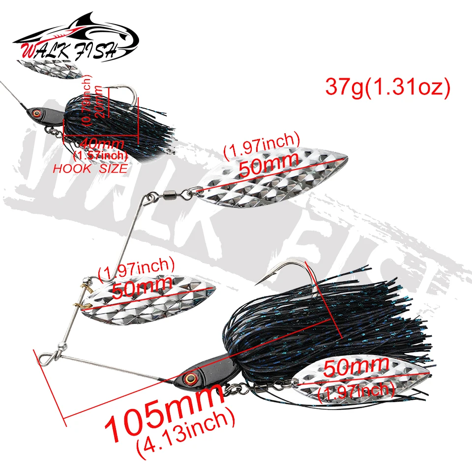 Walk Fish Buzzbait sin malezas – Señuelo de superficie para lubina - imagen 5