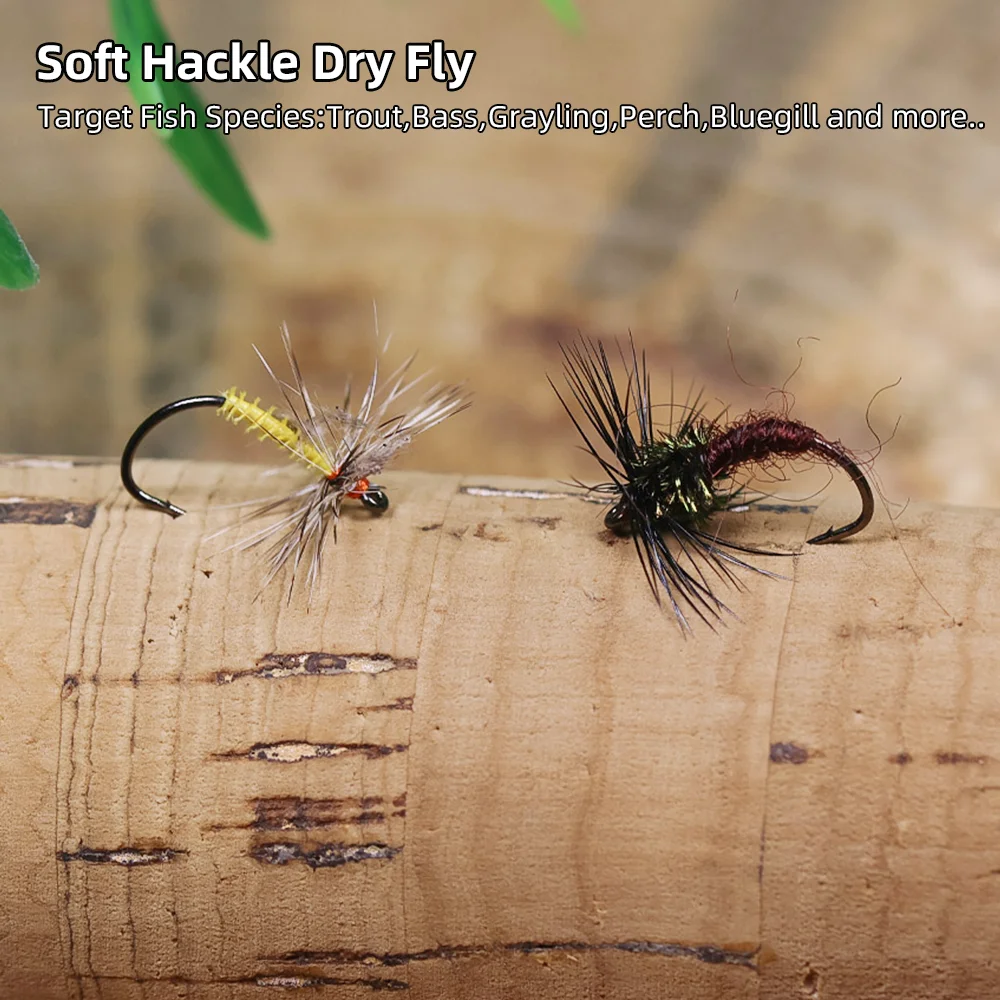 Wifreo 8 piezas # 16 Soft Hackle Mayfly Emerger anzuelo de pescado con púas mosca seca cebos de insectos artificiales trucha lubina Grayling señuelo de pesca - imagen 2