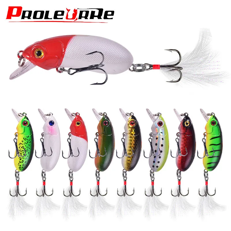 Señuelo de pesca de pececillo que se hunde, 1 piezas, 6cm, 10g, Crankbaits realistas, Wobblers, cebo Artificial de plástico con ganchos de plumas 8 #, aparejos de lubina