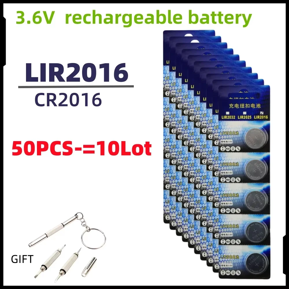 Batería recargable LIR2016 de litio compatible CR2016 para pesca