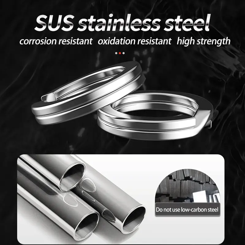 Kit de anillo dividido de acero inoxidable para pesca, accesorios de pesca de piezas, conectores de señuelos, juego de anillos divididos, 200 - imagen 3