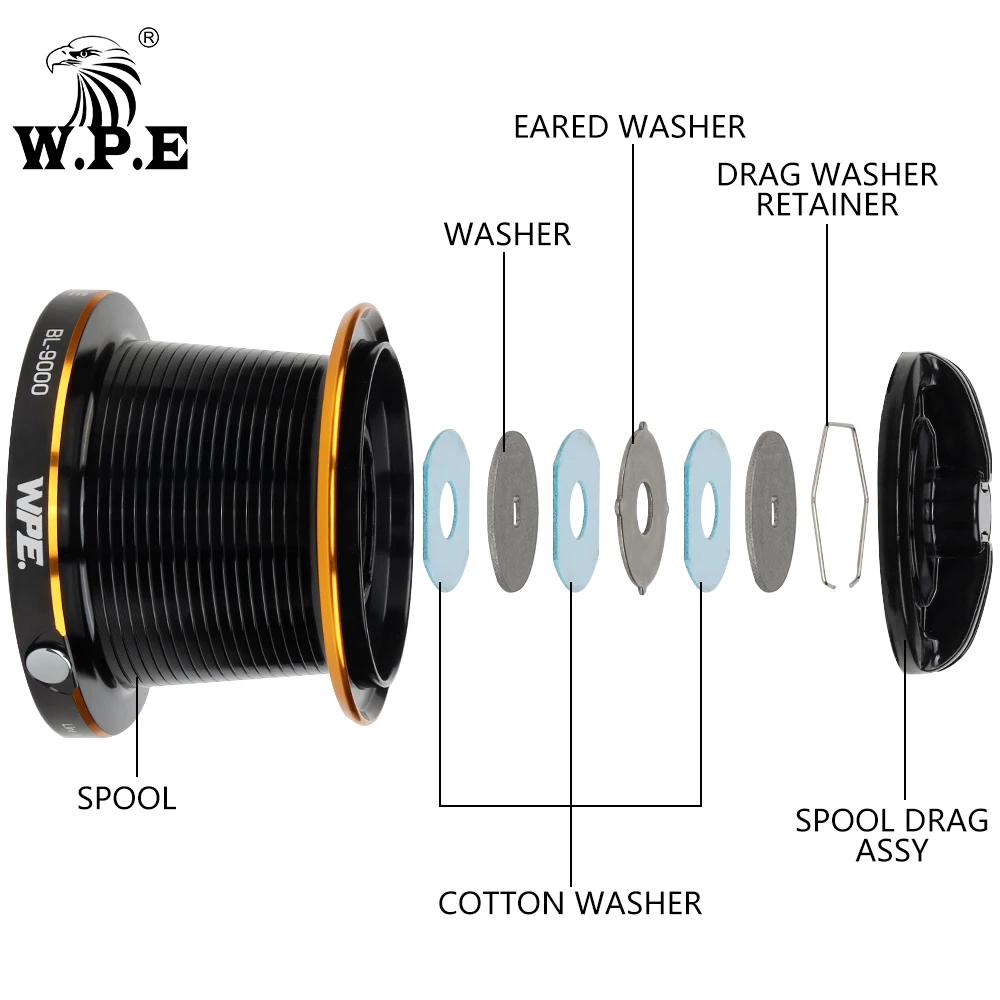 W.P.E-carrete de pesca de carpa brillante, 8500, 9000, 7 + 1 rodamientos de bolas, relación de engranaje 4,6: 1, carrete de línea de Metal completo, aparejos de pesca - imagen 4