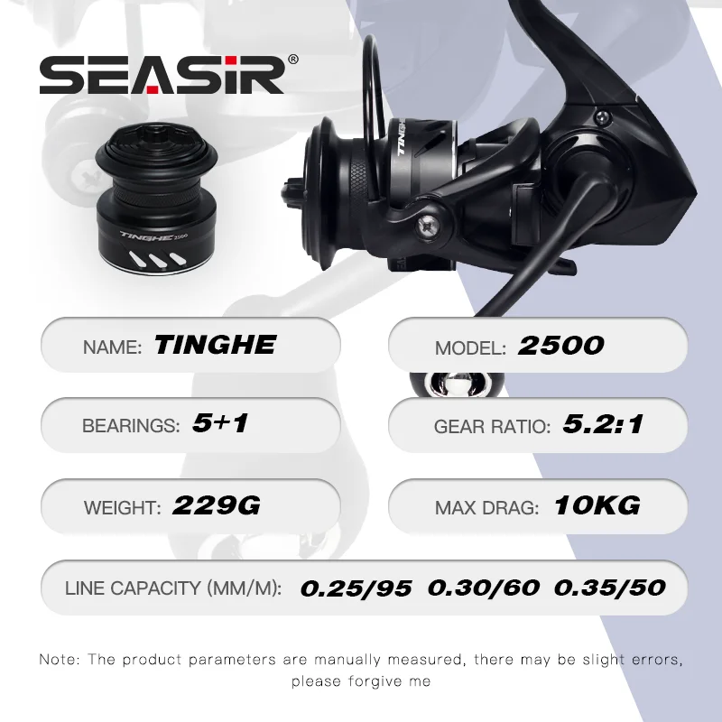 Carrete de pesca giratorio SEASIR TINGHE 5 + 1BB 10KG arrastre 5,2: 1 mango eléctrico de aluminio a prueba de agua de mar bobina ligera de alta calidad - imagen 4