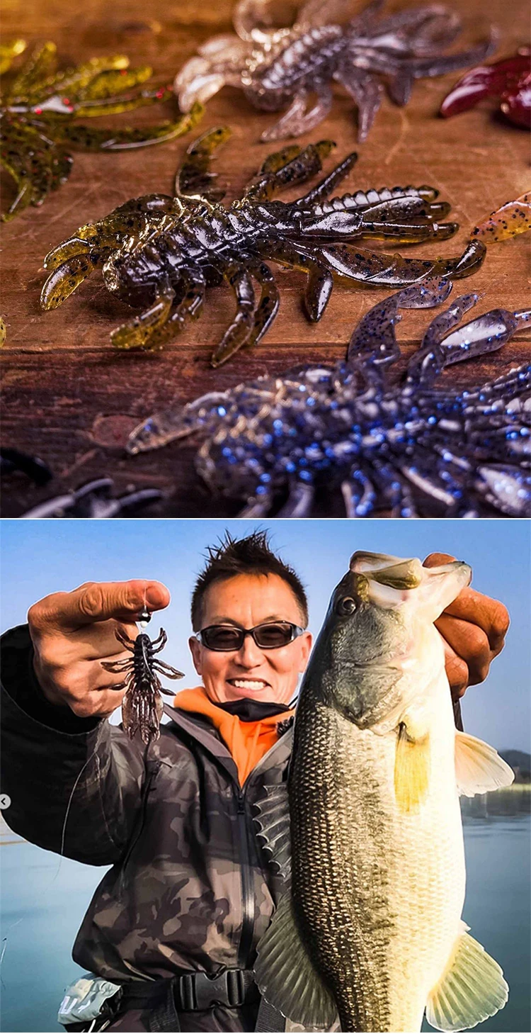 Un hombre sosteniendo un pez y un montón de insectos