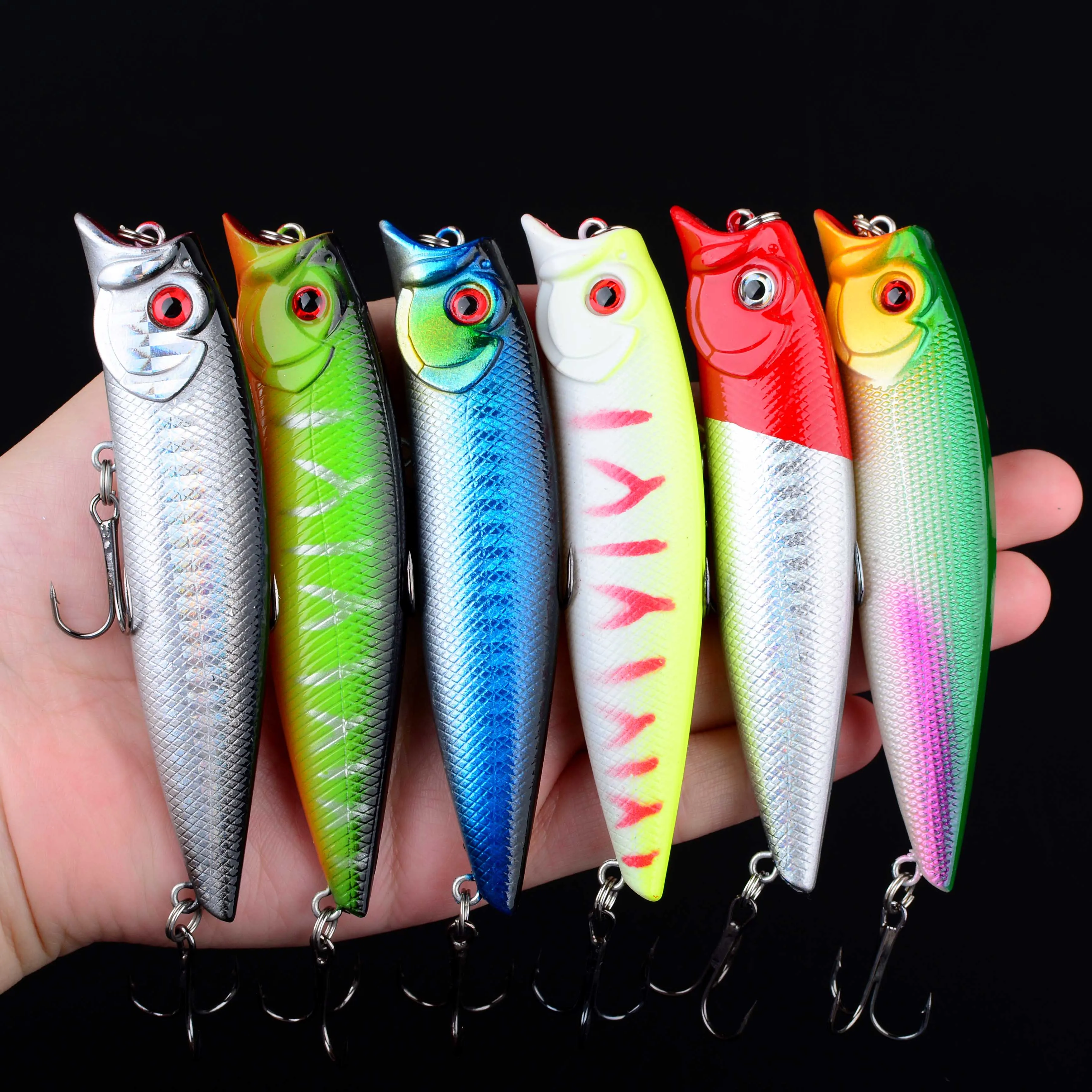 1 unidad Topwater Popper pesca en agua salada cebo flotante cebo duro Wobblers artificiales aparejos de pesca de plástico para Lucio