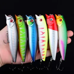 1 unidad Topwater Popper pesca en agua salada cebo flotante cebo duro Wobblers artificiales aparejos de pesca de plástico para Lucio