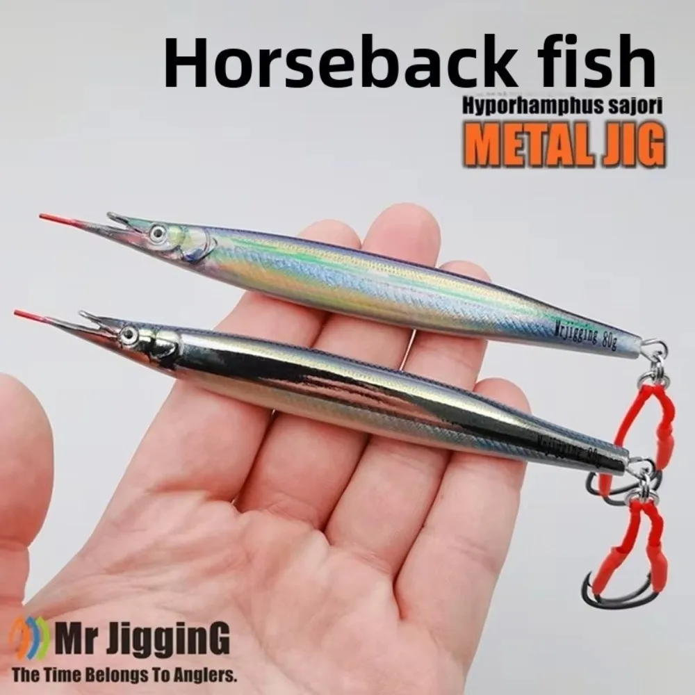Plantilla de Metal Hyporhamphus Sajori 3D, Material metálico, patrón 3D, cebo de atún, diseño de Jigging, cuchara de pesca, 40g-60g de peso - imagen 4