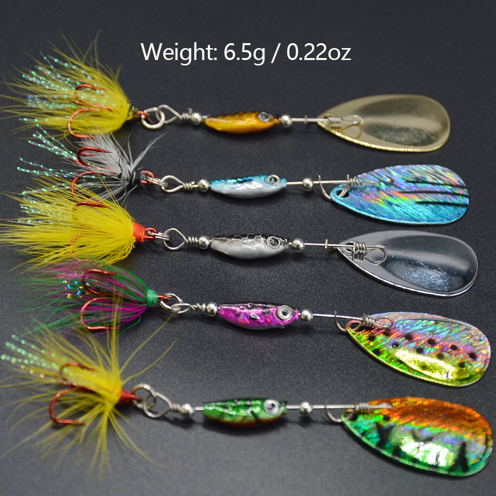 5 unids/caja cebo giratorio 6,5g cuchara dura señuelos de lubina VIB señuelo de Pesca de Metal para Lucio caja de aparejos de Pesca Pesca - imagen 3