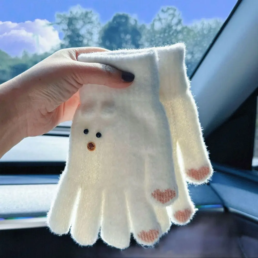 Guantes tejidos de Color caramelo pantalla táctil estilo coreano manoplas de dedo completo cinco dedos a prueba de viento ciclismo guantes de conducción otoño