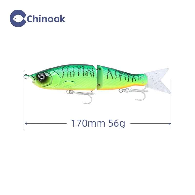 Chinook-señuelo de pesca de 170mm, 56g, Wobblers de pececillos articulados, cuerpo ABS con cola suave, SwimBaits, señuelo suave para lucio y lubina - imagen 2