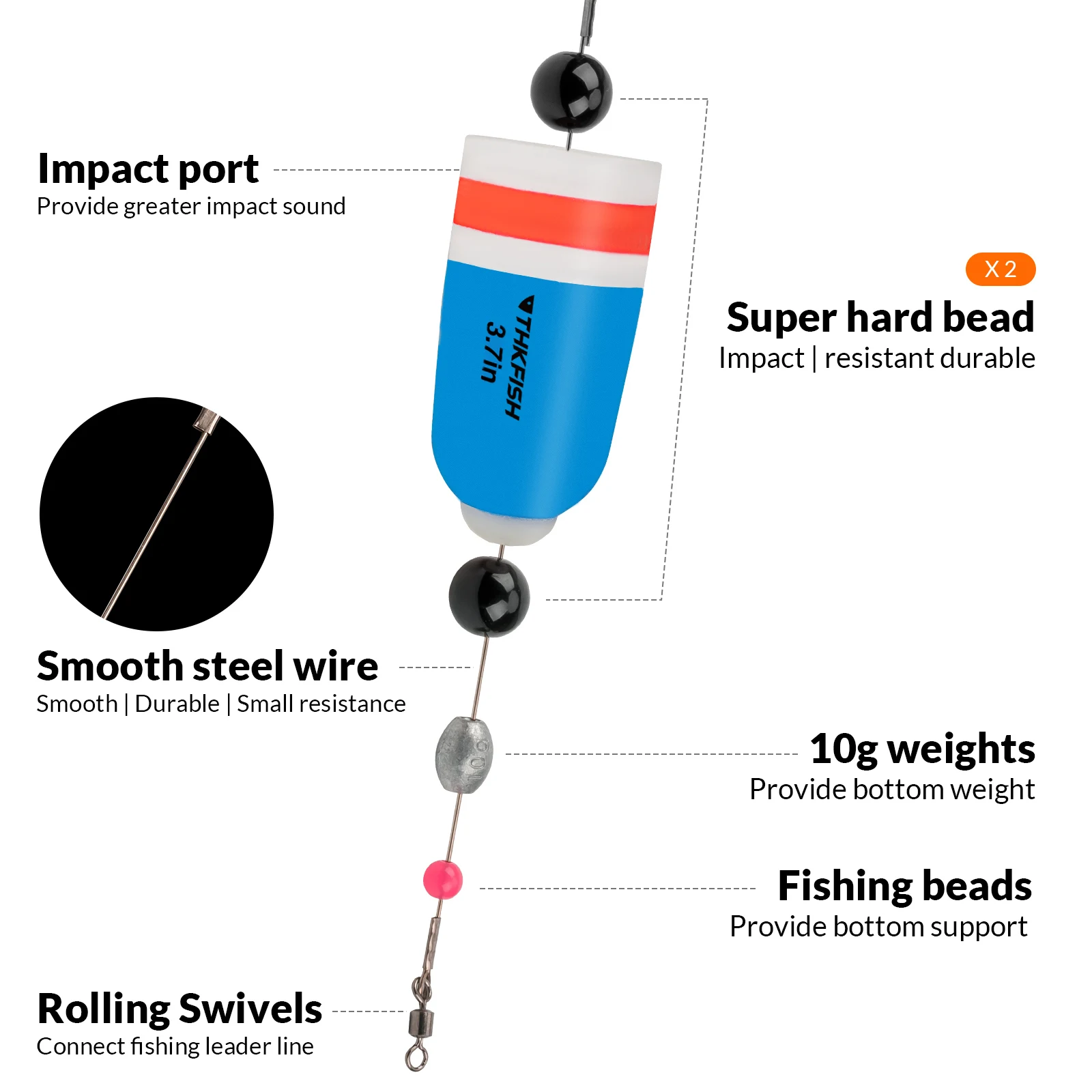 4 Uds. Bobbers de pesca, Bobbers ponderados para pesca, flotador de corcho, sonajero de aparejo, flotadores de corcho ponderados de 2,7 pulgadas y 3,7 pulgadas - imagen 3