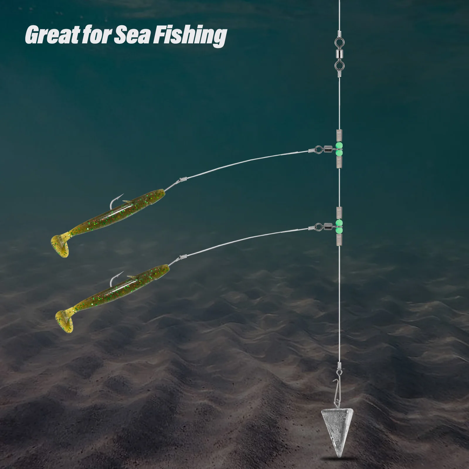 Juego de aparejos de pesca para Surf, 6/12 Uds., agua salada, 1 gancho, 2 ganchos, 3 ganchos, gancho Aberdeen de vástago largo para lubina de playa, bacalao - imagen 2