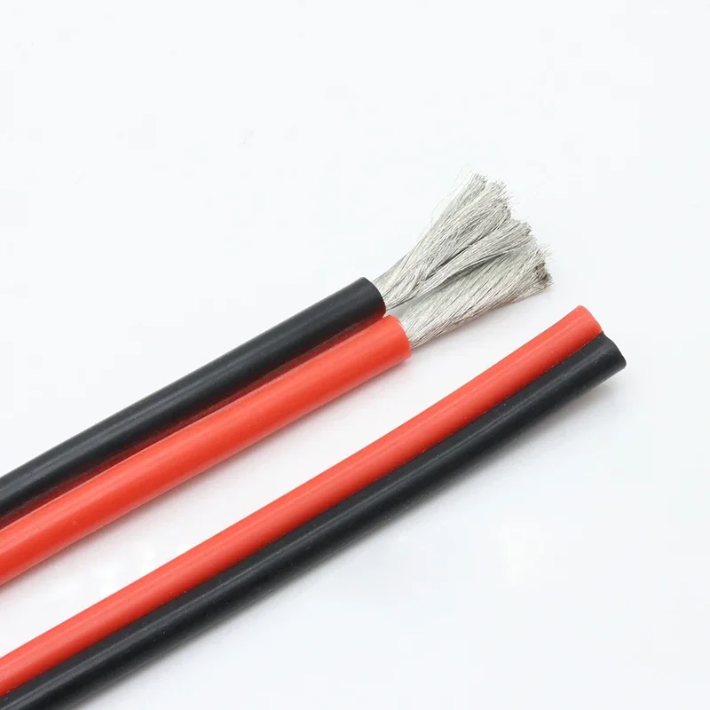Cable de cobre de 1/2/5M, Cable de goma de silicona suave 8 10 12 14 16 18 20 22 24 26 28AWG, conector Flexible para lámpara LED DIY, negro y rojo - imagen 4