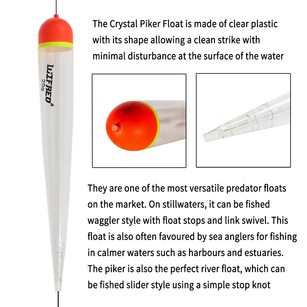 Elllv 6/10 Uds 20g 25g 35g flotabilidad cristal Lucio flotador en línea Bobber agua dulce agua salada pesca bagre Lucio cebo vivo boyas - imagen 4